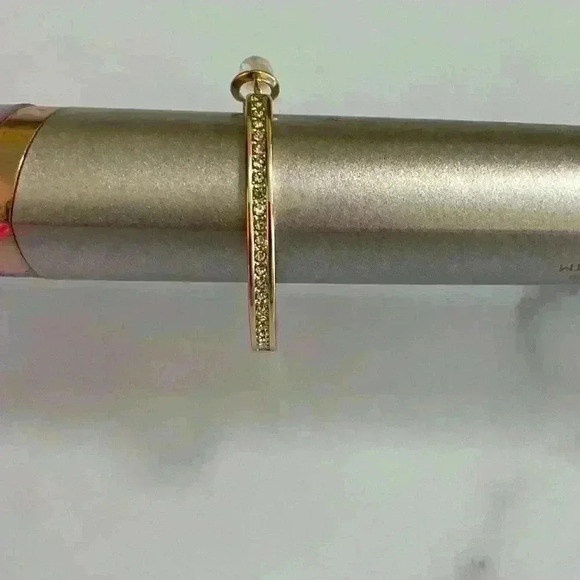 And Now This Medium Crystal Inside Out Medium Hoop In Gold Plate Earrings New - Picture 3 of 10